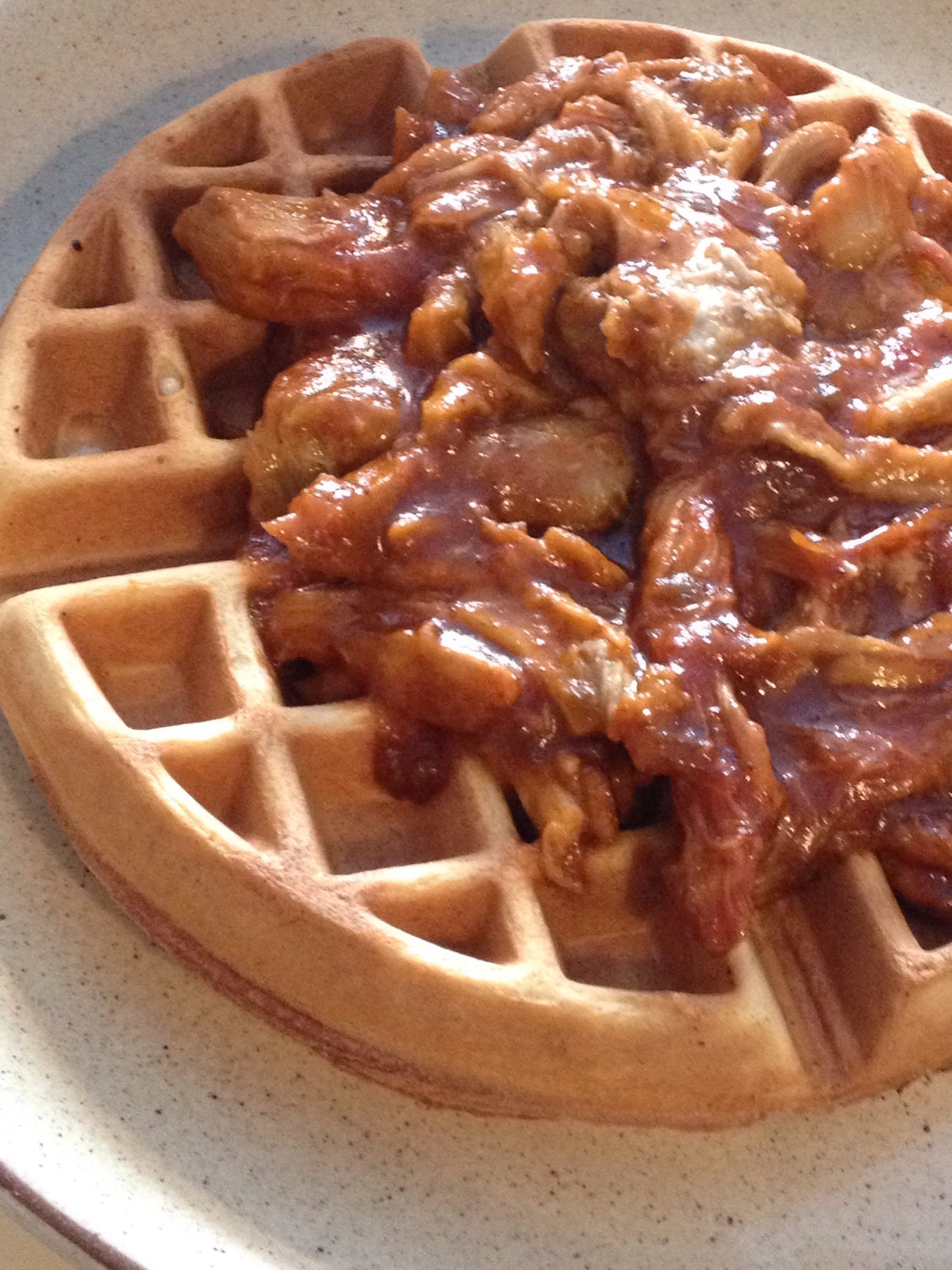 Waffle with pulled pork on top